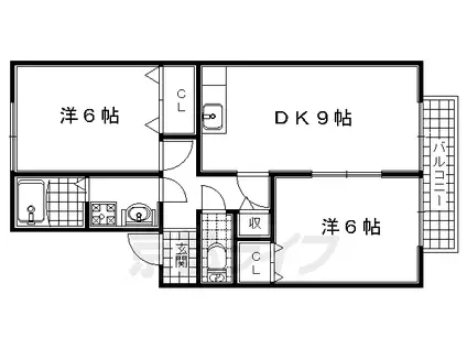 奈良線 宇治駅(JR) 徒歩8分 2階建 築22年(2LDK/2階)の間取り写真