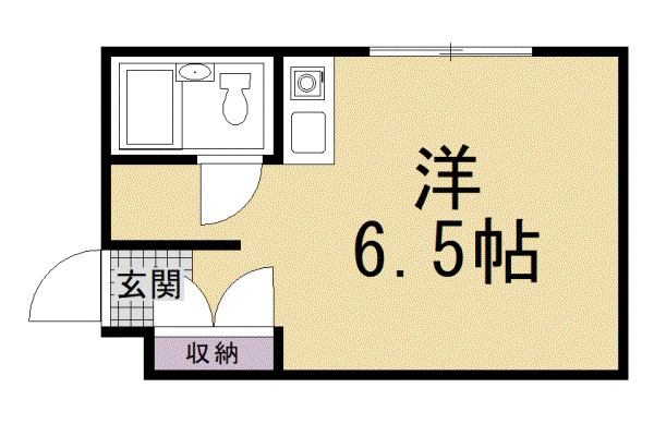 奈良線 六地蔵駅(JR) 徒歩4分 3階建 築36年(ワンルーム/1階)の間取り写真
