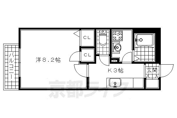 近鉄京都線 久津川駅 徒歩7分 2階建 築22年(1K/2階)の間取り写真