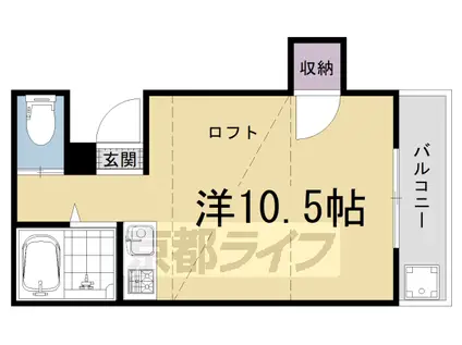 奈良線 新田駅(京都) 徒歩2分 2階建 築22年(ワンルーム/2階)の間取り写真
