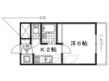 近鉄京都線 小倉駅(京都) 徒歩4分 5階建 築34年(1K/3階)の間取り写真