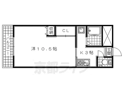 近鉄京都線 大久保駅(京都) 徒歩25分 3階建 築30年(1K/1階)の間取り写真