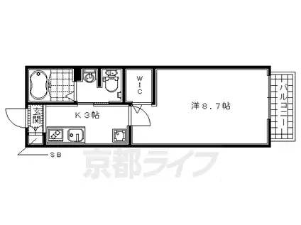 京阪電気鉄道宇治線 黄檗駅(京阪) 徒歩8分 2階建 築19年(1K/1階)の間取り写真