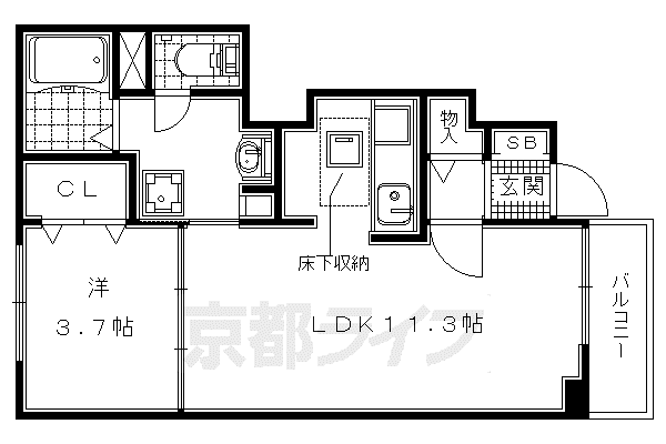 奈良線 長池駅 徒歩9分 2階建 築19年(1LDK/1階)の間取り写真