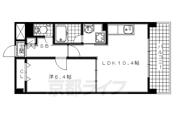 奈良線 新田駅(京都) 徒歩15分 3階建 築18年(1LDK/2階)の間取り写真