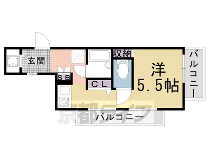 近鉄京都線 大久保駅(京都) 徒歩7分 4階建 築38年(ワンルーム/3階)の間取り写真