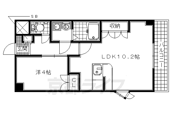 近鉄京都線 大久保駅(京都) 徒歩36分 6階建 築17年(1LDK/4階)の間取り写真