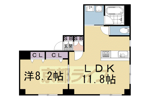 山陰本線 嵯峨嵐山駅 徒歩2分 5階建 築17年(1LDK/1階)の間取り写真