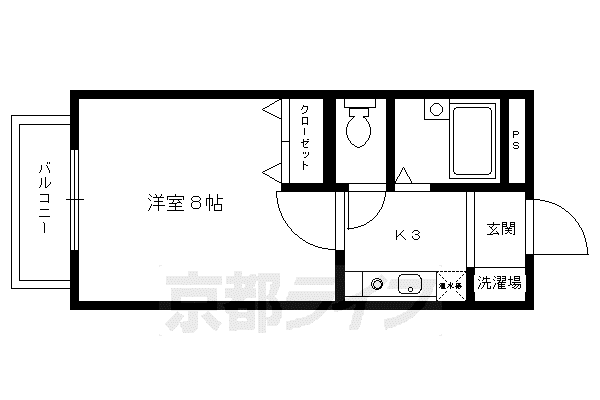 京都市烏丸線 北山駅(京都) 徒歩4分 3階建 築25年(1K/3階)の間取り写真