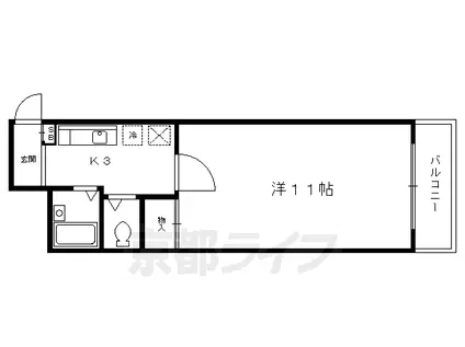 しきさい・M(1K/3階)の間取り写真