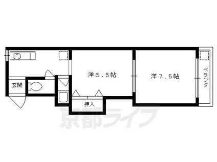 京都市烏丸線 丸太町駅(京都市営) 徒歩10分 4階建 築39年(2DK/3階)の間取り写真
