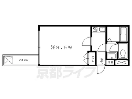 京阪電気鉄道鴨東線 出町柳駅 徒歩5分 5階建 築25年(1K/4階)の間取り写真