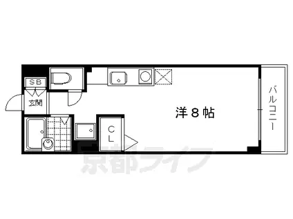 叡山電鉄 一乗寺駅 徒歩15分 3階建 築32年(1K/2階)の間取り写真