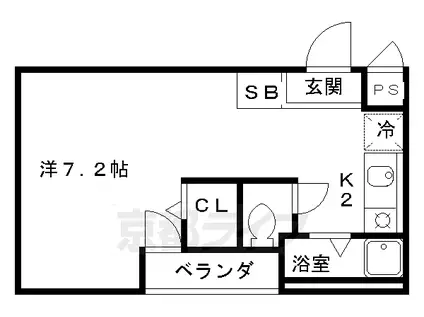 京阪電気鉄道京阪線 清水五条駅 徒歩1分 5階建 築28年(1K/5階)の間取り写真