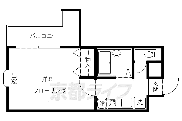 西賀茂ウスイハウス(1K/1階)の間取り写真