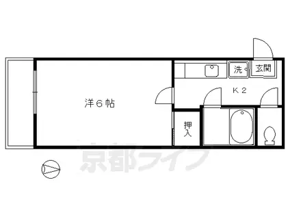 京都市烏丸線 北大路駅 徒歩18分 2階建 築32年(1K/1階)の間取り写真