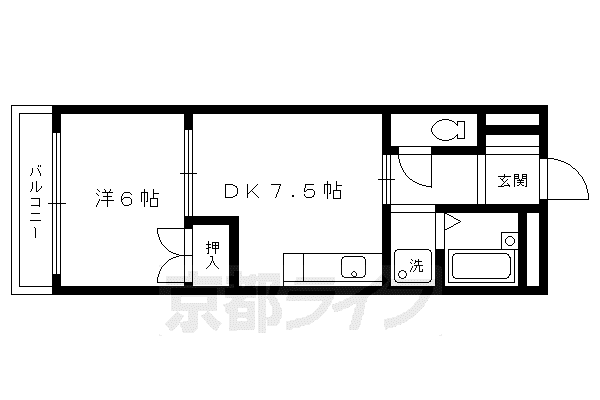 叡山電鉄 一乗寺駅 徒歩2分 4階建 築32年(1DK/2階)の間取り写真