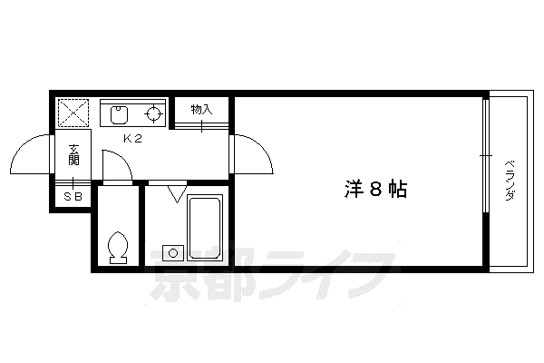 京都市烏丸線 北大路駅 徒歩28分 3階建 築33年(1K/3階)の間取り写真