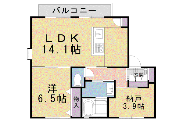 京都市烏丸線 松ケ崎駅(京都) 徒歩3分 2階建 築31年(1SLDK/2階)の間取り写真