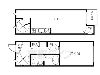 グレース北山(1LDK/1階)の間取り写真