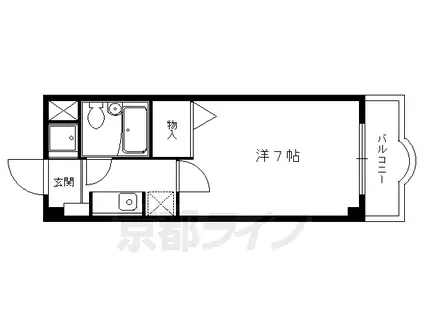 叡山電鉄 一乗寺駅 徒歩4分 7階建 築41年(1K/3階)の間取り写真