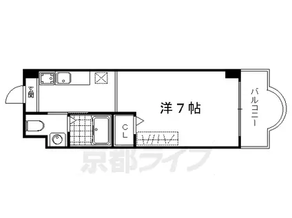 叡山電鉄 一乗寺駅 徒歩4分 7階建 築41年(1K/5階)の間取り写真