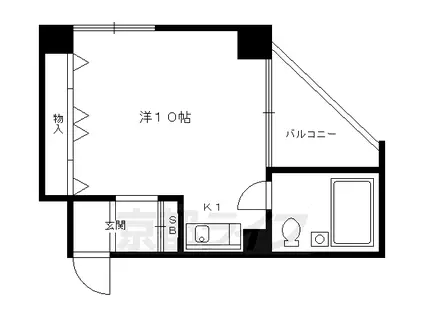 京都市烏丸線 北大路駅 徒歩19分 4階建 築40年(1K/2階)の間取り写真
