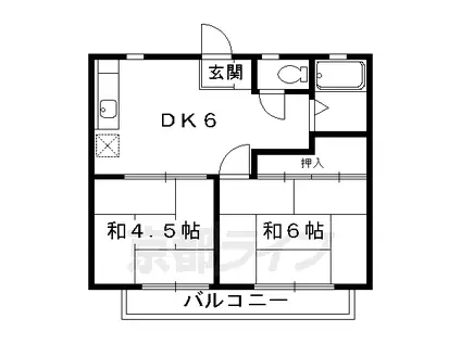 エステート一条(2DK/2階)の間取り写真