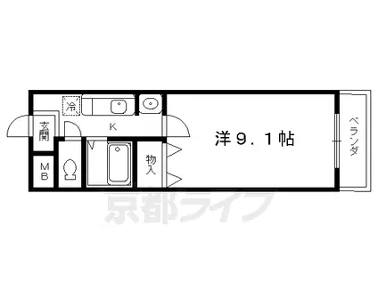叡山電鉄 岩倉駅(京都) 徒歩9分 2階建 築24年(1K/2階)の間取り写真