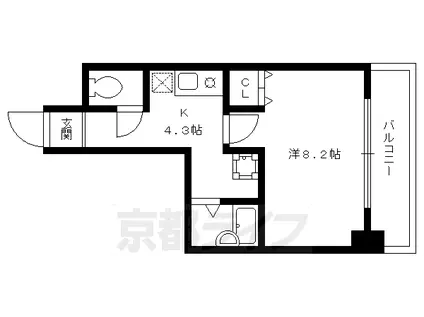 京都市烏丸線 今出川駅 徒歩14分 9階建 築23年(1K/5階)の間取り写真