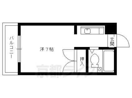 京福北野線 等持院・立命館大学衣笠キャンパス前駅 徒歩6分 2階建 築39年(1K/2階)の間取り写真