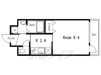 グリーンヒル宝池(1K/3階)の間取り写真