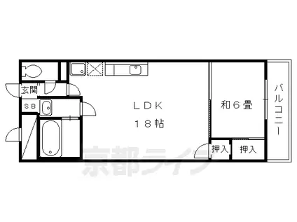 京都市烏丸線 今出川駅 徒歩15分 10階建 築29年(1LDK/1階)の間取り写真