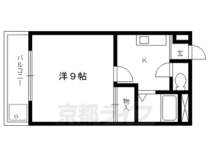 京都市烏丸線 今出川駅 徒歩4分 4階建 築32年(1K/1階)の間取り写真