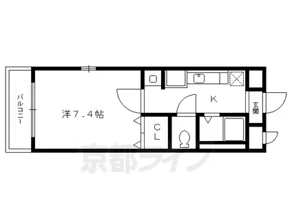 京都市烏丸線 北大路駅 徒歩48分 2階建 築23年(1K/1階)の間取り写真