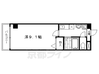 京都市烏丸線 北山駅(京都) 徒歩4分 5階建 築23年(1K/2階)の間取り写真