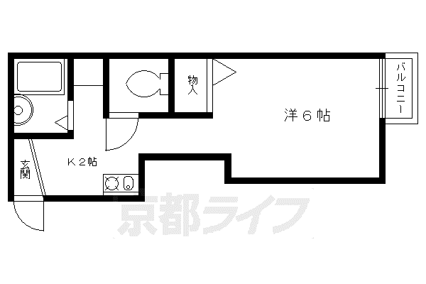 京阪電気鉄道鴨東線 神宮丸太町駅 徒歩15分 2階建 築31年(1K/1階)の間取り写真