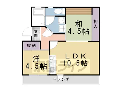 わかさ川ハイツ(2LDK/4階)の間取り写真