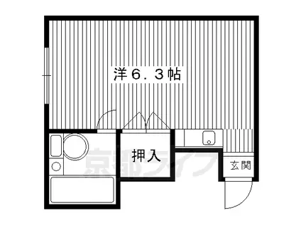 京都市烏丸線 今出川駅 徒歩14分 4階建 築34年(ワンルーム/2階)の間取り写真