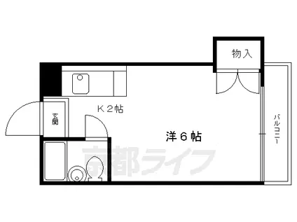 京都市烏丸線 北山駅(京都) 徒歩20分 3階建 築47年(1K/3階)の間取り写真