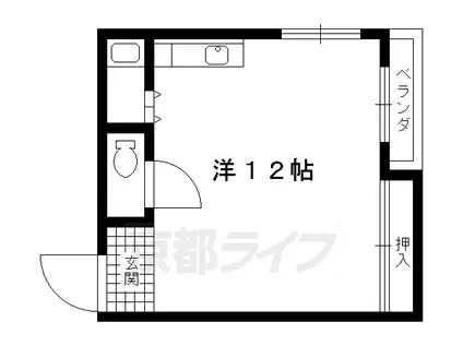 京都市烏丸線 今出川駅 徒歩16分 2階建 築35年(ワンルーム/2階)の間取り写真