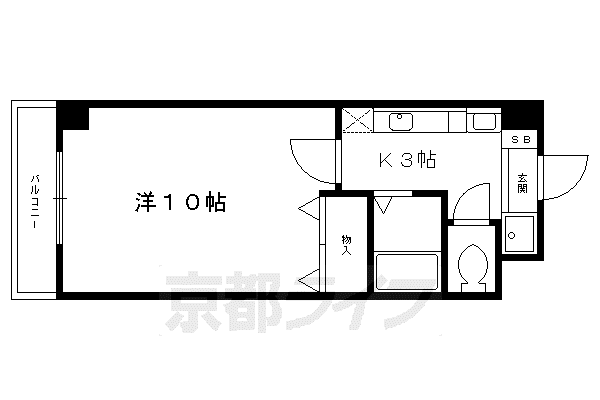 京都市烏丸線 北山駅(京都) 徒歩30分 4階建 築22年(1K/3階)の間取り写真