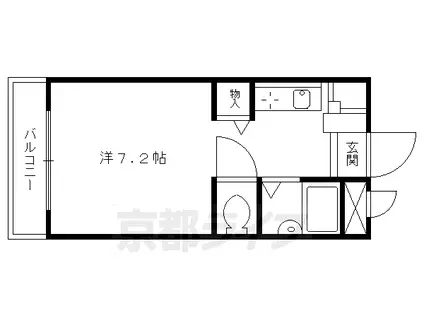 京福北野線 北野白梅町駅 徒歩17分 4階建 築32年(1K/4階)の間取り写真