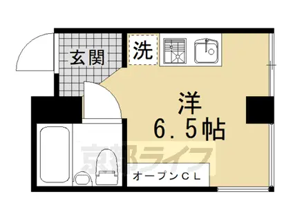 京都市烏丸線 北大路駅 徒歩22分 6階建 築48年(1K/5階)の間取り写真