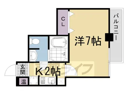 京阪電気鉄道鴨東線 出町柳駅 徒歩7分 5階建 築26年(1K/2階)の間取り写真