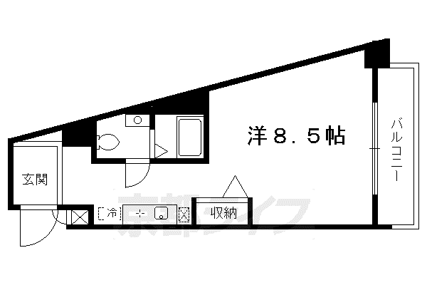 エスクレア出町柳(1K/4階)の間取り写真