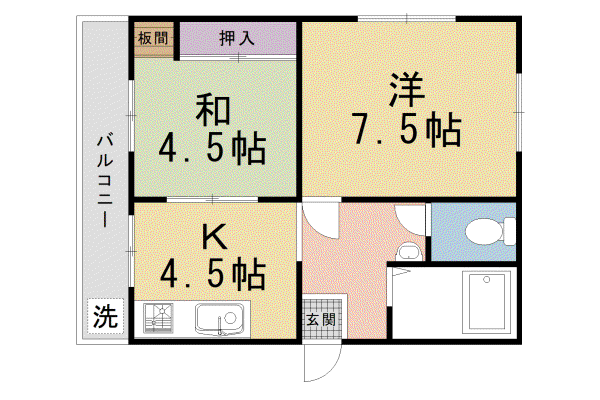 マンションジュネス(2DK/2階)の間取り写真