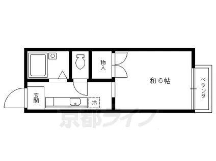 京都市烏丸線 北大路駅 徒歩7分 2階建 築42年(1K/1階)の間取り写真