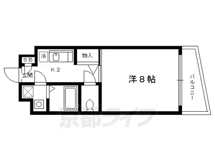 京阪電気鉄道鴨東線 出町柳駅 徒歩3分 4階建 築23年(1K/2階)の間取り写真