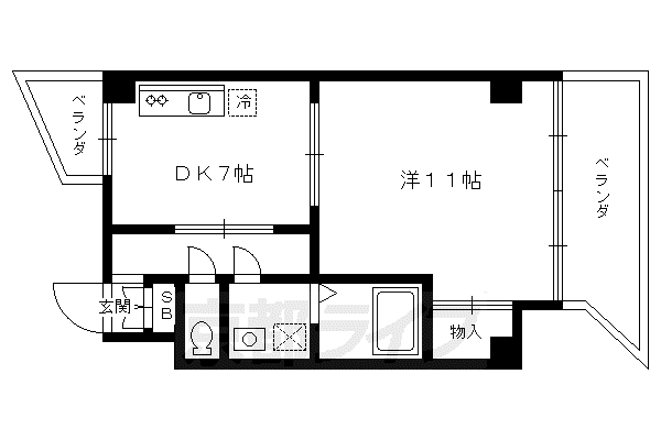 京都市烏丸線 五条駅(京都市営) 徒歩8分 15階建 築23年(1DK/5階)の間取り写真